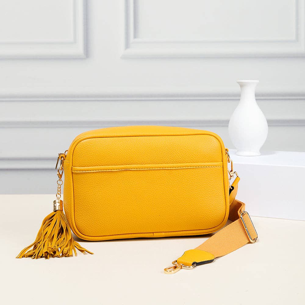 TG10204 Solid Color Tassel Camera Crossbody Bag