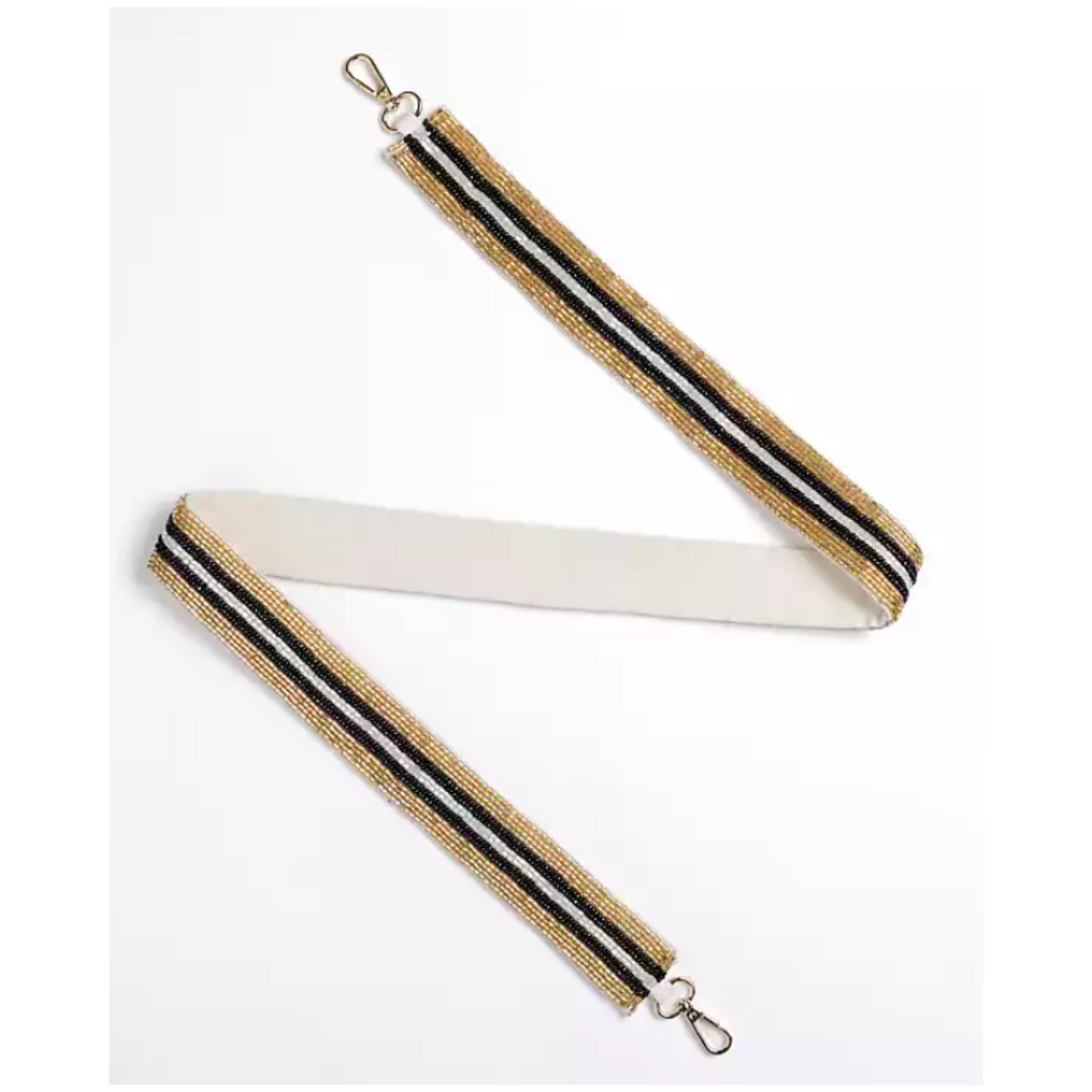 Black and Gold stripe Beaded Purse Strap