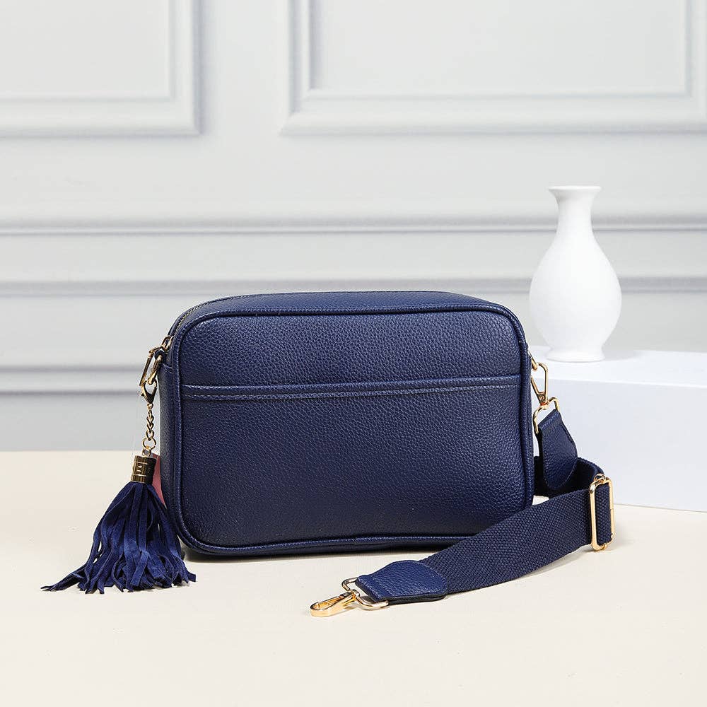 TG10204 Solid Color Tassel Camera Crossbody Bag