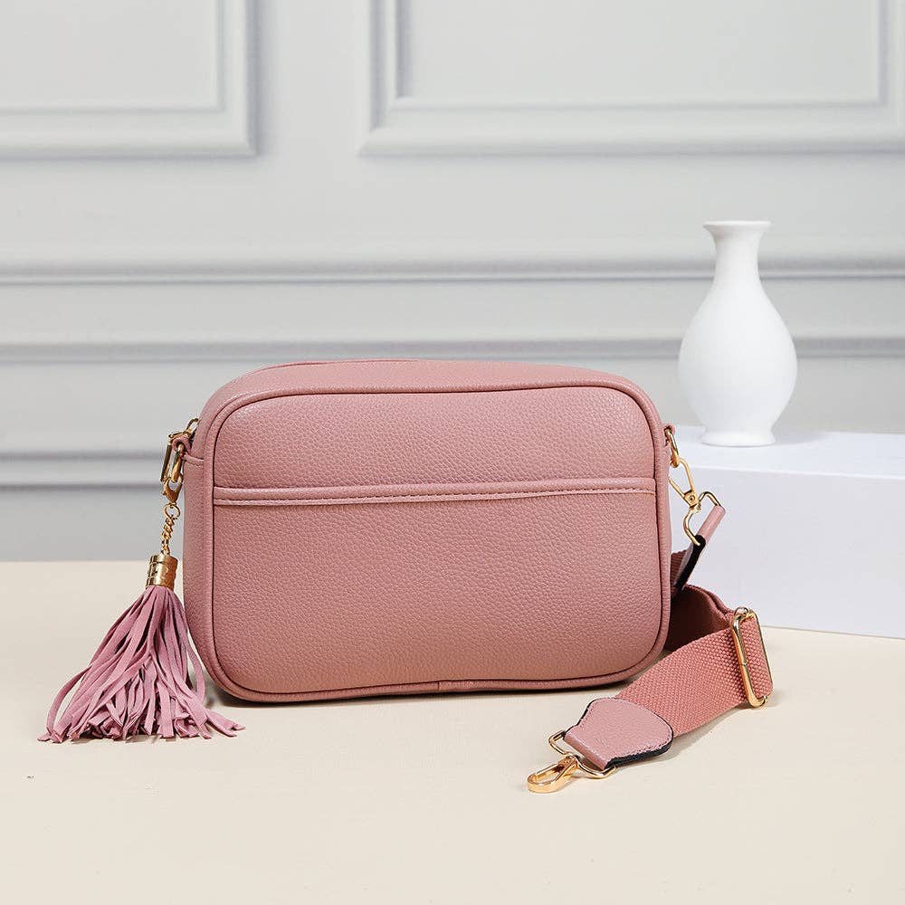 TG10204 Solid Color Tassel Camera Crossbody Bag