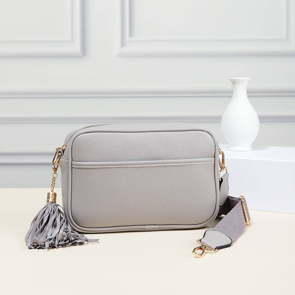 TG10204 Solid Color Tassel Camera Crossbody Bag