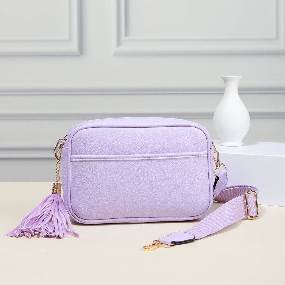 TG10204 Solid Color Tassel Camera Crossbody Bag