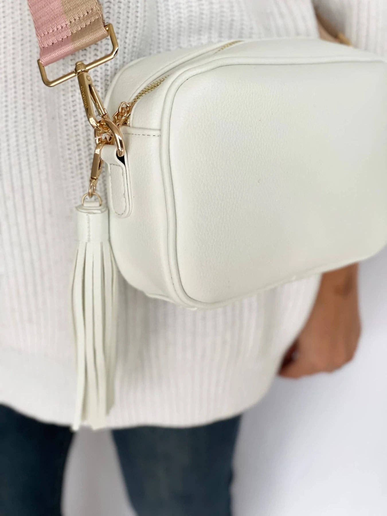 TG10204 Solid Color Tassel Camera Crossbody Bag