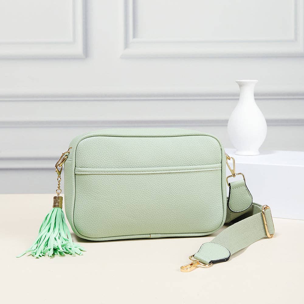 TG10204 Solid Color Tassel Camera Crossbody Bag