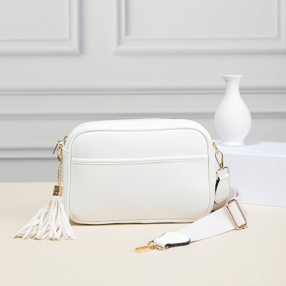 TG10204 Solid Color Tassel Camera Crossbody Bag