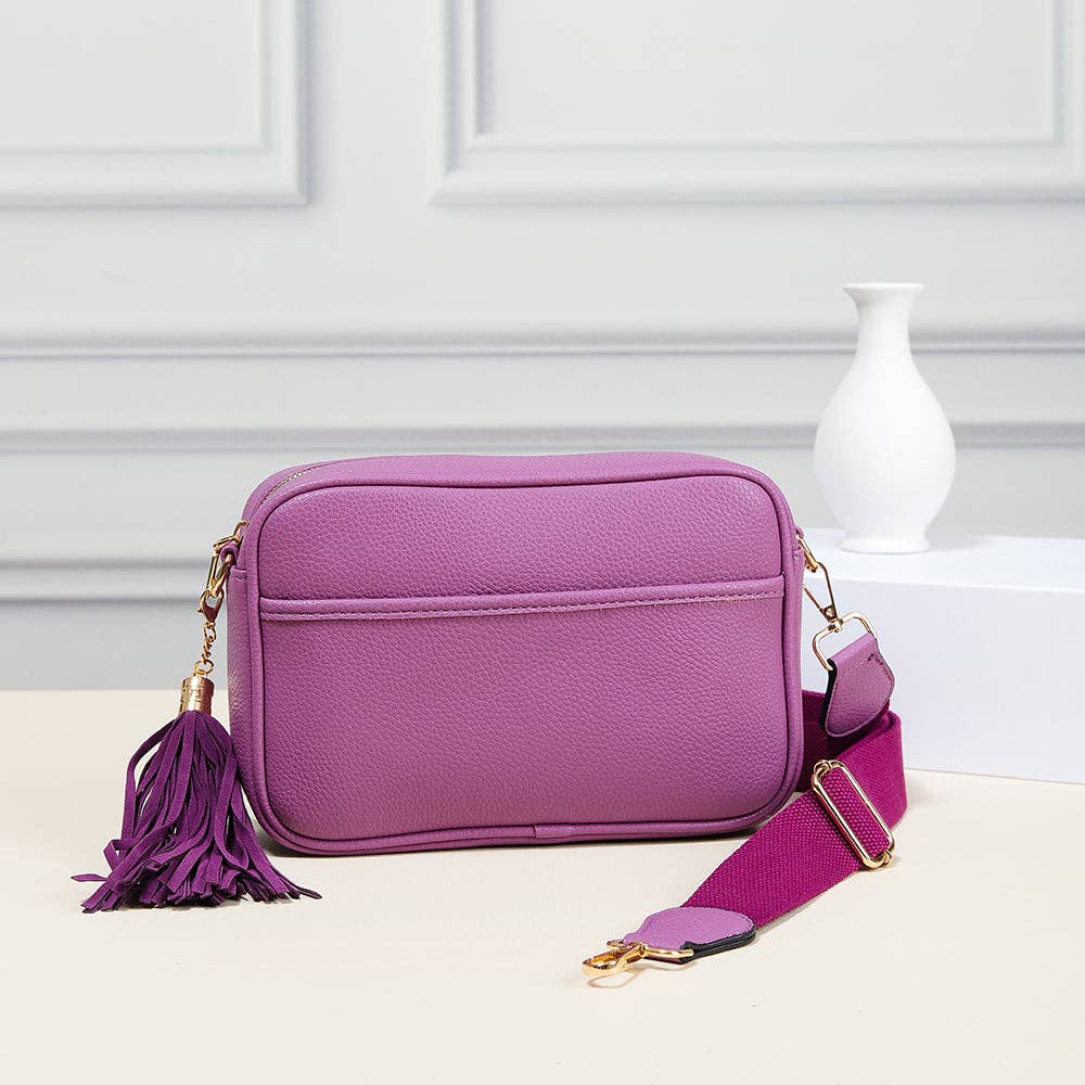 TG10204 Solid Color Tassel Camera Crossbody Bag