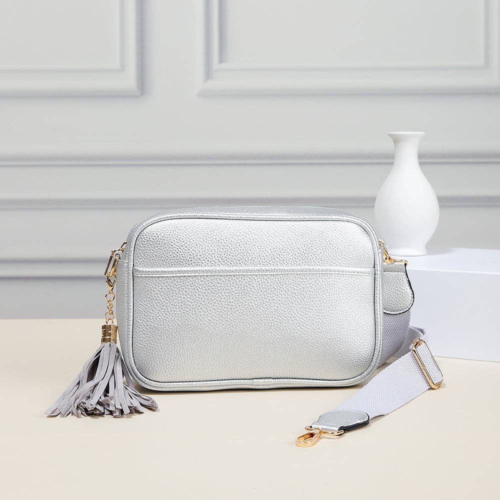 TG10204 Solid Color Tassel Camera Crossbody Bag