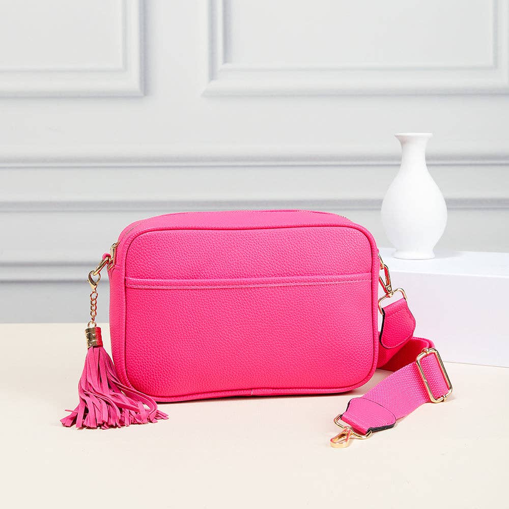 TG10204 Solid Color Tassel Camera Crossbody Bag