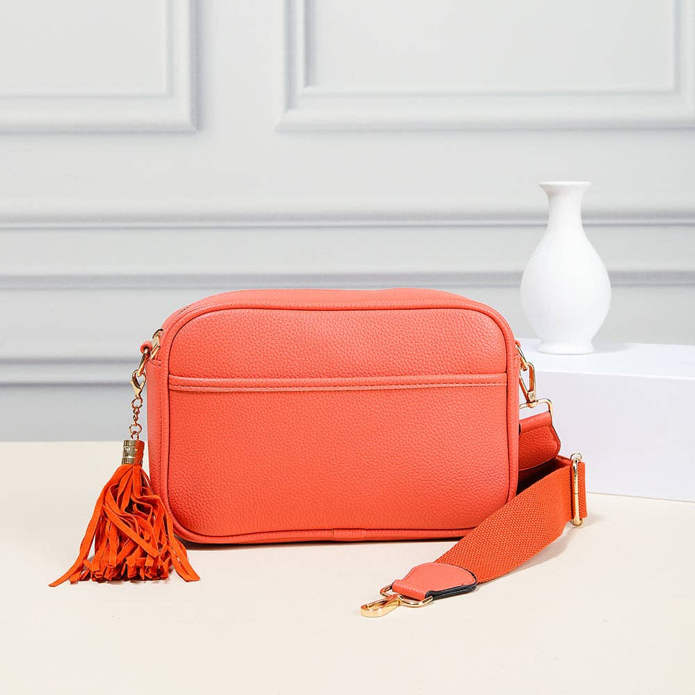 TG10204 Solid Color Tassel Camera Crossbody Bag