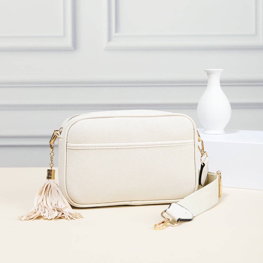 TG10204 Solid Color Tassel Camera Crossbody Bag