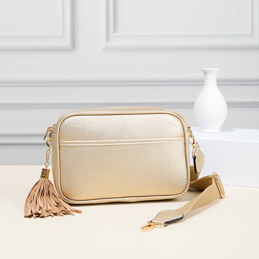 TG10204 Solid Color Tassel Camera Crossbody Bag