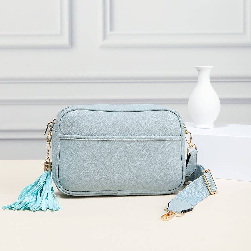 TG10204 Solid Color Tassel Camera Crossbody Bag