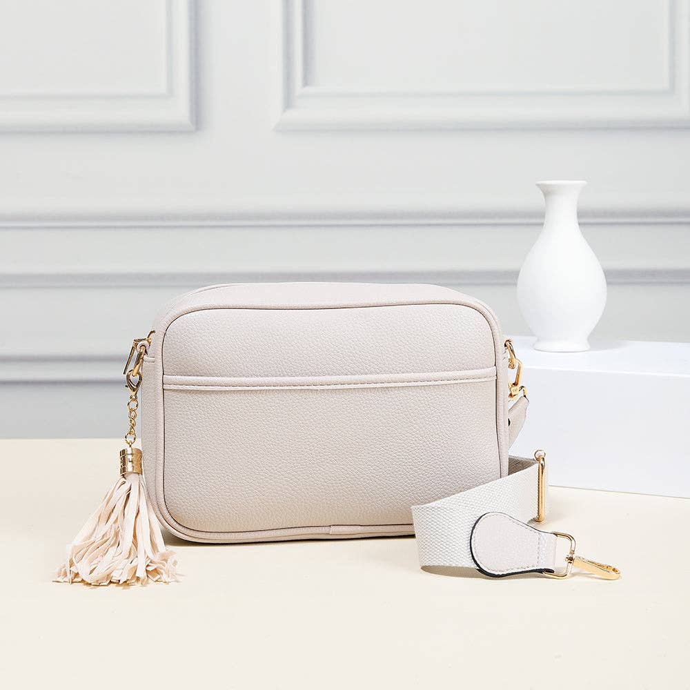TG10204 Solid Color Tassel Camera Crossbody Bag